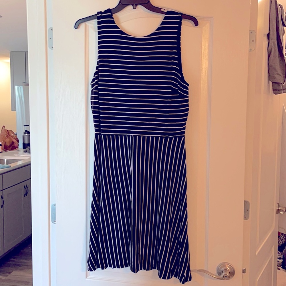 Black and white striped dress